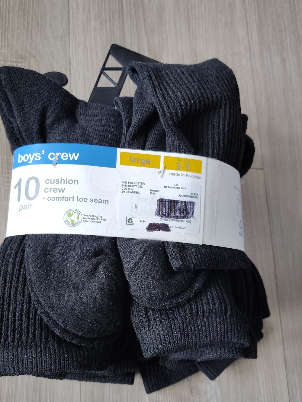 Black Cushion Crew Socks - 10 Pair